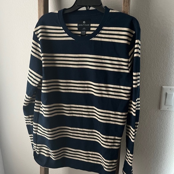 Mens - Southouse striped navy long sleeve top size M - Picture 1 of 3